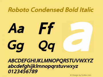 Roboto Condensed Bold Italic Version 2.00 June 3, 2016 Font Sample