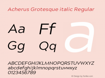 Acherus Grotesque italic Regular Version 1.000 Font Sample