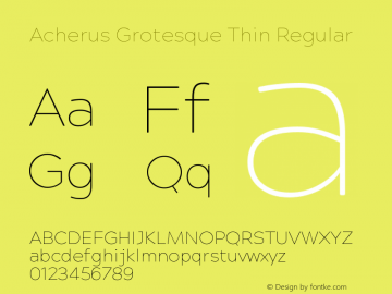 Acherus Grotesque Thin Regular Version 1.000 Font Sample