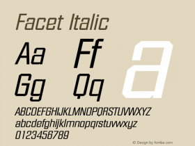 Facet Italic Weatherly Systems, Inc.  6/8/95 Font Sample