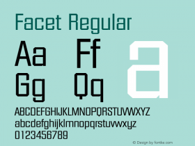 Facet Regular Print Artist: Sierra On-Line, Inc. Font Sample