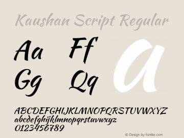 Kaushan Script Regular Version 1.002; ttfautohint (v1.4.1) Font Sample