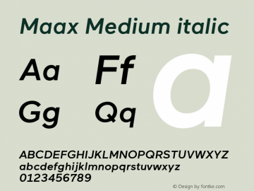 Maax Medium italic Version 1.000图片样张