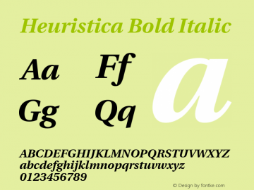 Heuristica Bold Italic Version 1.0.2 Font Sample