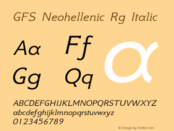 GFS Neohellenic Rg Italic Version 1.0图片样张