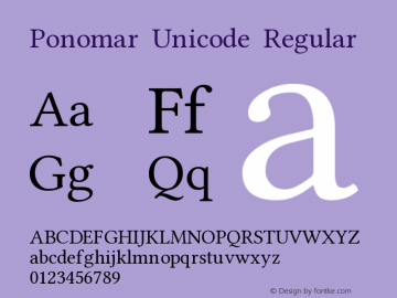 Ponomar Unicode Regular 1.2 Font Sample