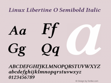 Linux Libertine O Semibold Italic Version 5.1.2 Font Sample