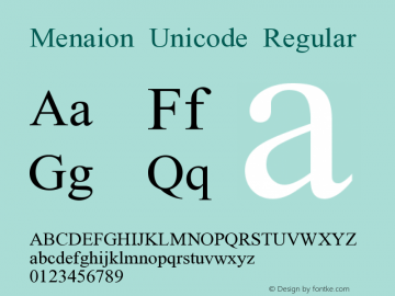 Menaion Unicode Regular 2.0图片样张