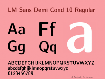 LM Sans Demi Cond 10 Regular Version 2.004;PS 2.004;hotconv 1.0.49;makeotf.lib2.0.14853 Font Sample