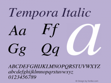 Tempora Italic Version 1.0 Font Sample