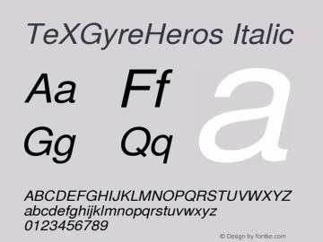 TeXGyreHeros Italic Version 2.004;PS 2.004;hotconv 1.0.49;makeotf.lib2.0.14853图片样张