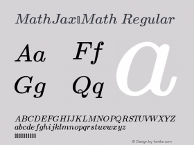 MathJax_Math Regular Version 1.1 Font Sample