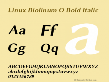 Linux Biolinum O Bold Italic Version 1.3.2 Font Sample