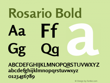 Rosario Bold Version 1.001;PS 001.001;hotconv 1.0.70;makeotf.lib2.5.58329 Font Sample