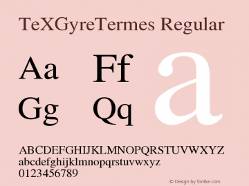 TeXGyreTermes Regular Version 2.004;PS 2.004;hotconv 1.0.49;makeotf.lib2.0.14853 Font Sample