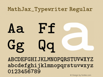 MathJax_Typewriter Regular Version 1.1 Font Sample