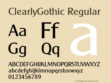 ClearlyGothic Regular Accurate Research Professional Fonts, Copyright (c)1995图片样张