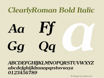 ClearlyRoman Bold Italic Weatherly Systems, Inc.  6/6/95 Font Sample