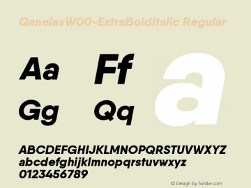 QanelasW00-ExtraBoldItalic Regular Version 1.00 Font Sample