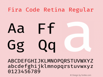 Fira Code Retina Regular Version 1.201图片样张