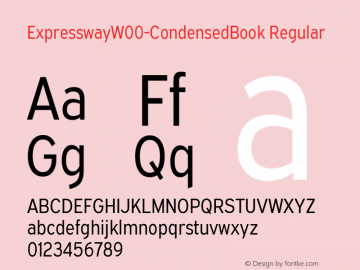 ExpresswayW00-CondensedBook Regular Version 6.00 Font Sample