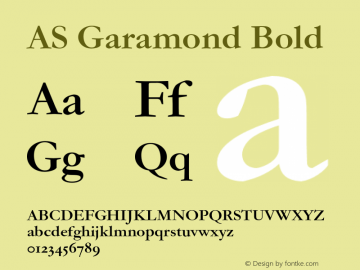 AS Garamond Bold Version 001.001 Font Sample
