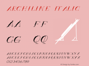 ARCHILINE Italic 1.000 Font Sample
