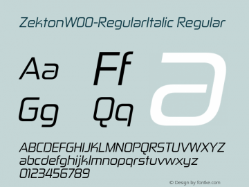 ZektonW00-RegularItalic Regular Version 5.00 Font Sample
