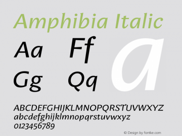 Amphibia Italic Version 001.000 Font Sample