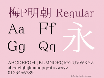 梅P明朝 Regular Look update time of this file. Font Sample