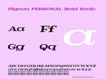 Pigeon PERSONAL Bold Italic Version 1.000图片样张