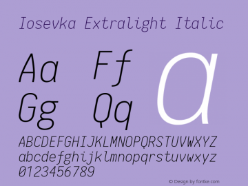 Iosevka Extralight Italic 1.9.3 Font Sample