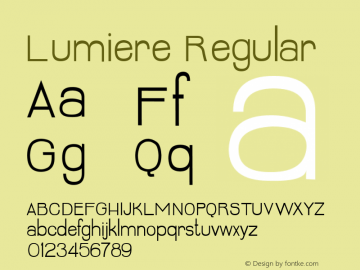 Lumiere Regular Version 1.00 January 13, 2014, initial release图片样张