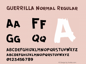 GUERRILLA Normal Regular Version 1.000;PS 001.000;hotconv 1.0.70;makeotf.lib2.5.58329 Font Sample