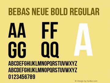 Bebas Neue Bold Regular Version 1.300 Font Sample