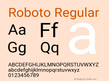 Roboto Regular Version 2.001101; 2014 Font Sample