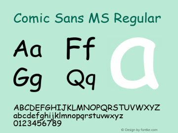 Comic Sans MS Regular Version 2.10 Font Sample