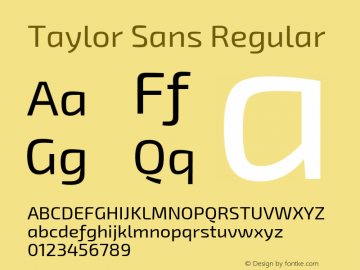 Taylor Sans Regular Version 1.001 September 8, 2015; ttfautohint (v1.4.1)图片样张