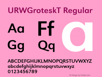 URWGroteskT Regular Version 1.10 Font Sample