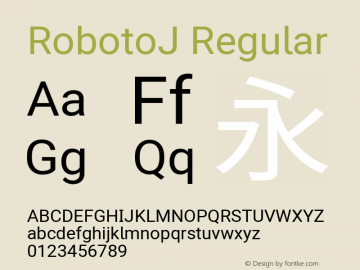 RobotoJ Regular Version 2.00; 2016-09-08 ; ttfautohint (v1.5) Font Sample