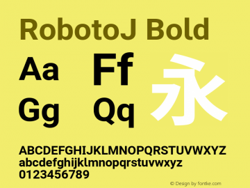 RobotoJ Bold Version 2.00; 2016-09-08 ; ttfautohint (v1.5) Font Sample