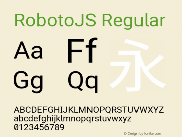 RobotoJS Regular Version 2.00; 2016-09-08 ; ttfautohint (v1.5) Font Sample