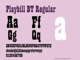 Playbill BT Regular mfgpctt-v4.4 Dec 22 1998 Font Sample