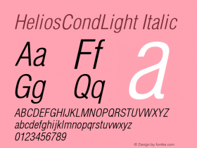 HeliosCondLight Italic OTF 1.0;PS 004.001;Core 116;AOCW 1.0 161 Font Sample