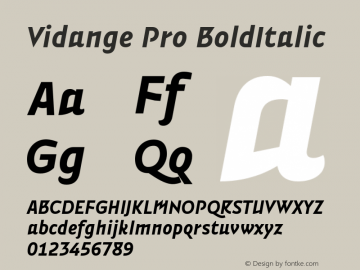Vidange Pro BoldItalic Version 1.100 Font Sample