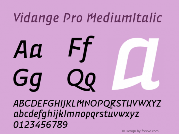 Vidange Pro MediumItalic Version 1.100 Font Sample