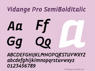 Vidange Pro SemiBoldItalic Version 1.100 Font Sample
