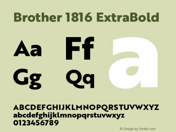 Brother 1816 ExtraBold Version 1.000 Font Sample