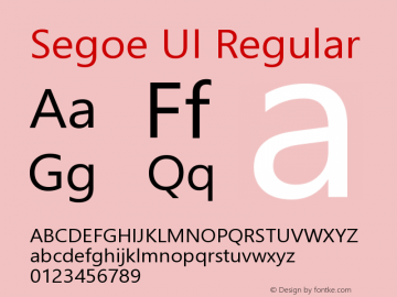 Segoe UI Regular Version 0.70 September 11, 2016图片样张