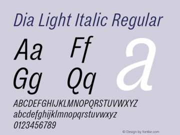 Dia Light Italic Regular Version 1.002图片样张